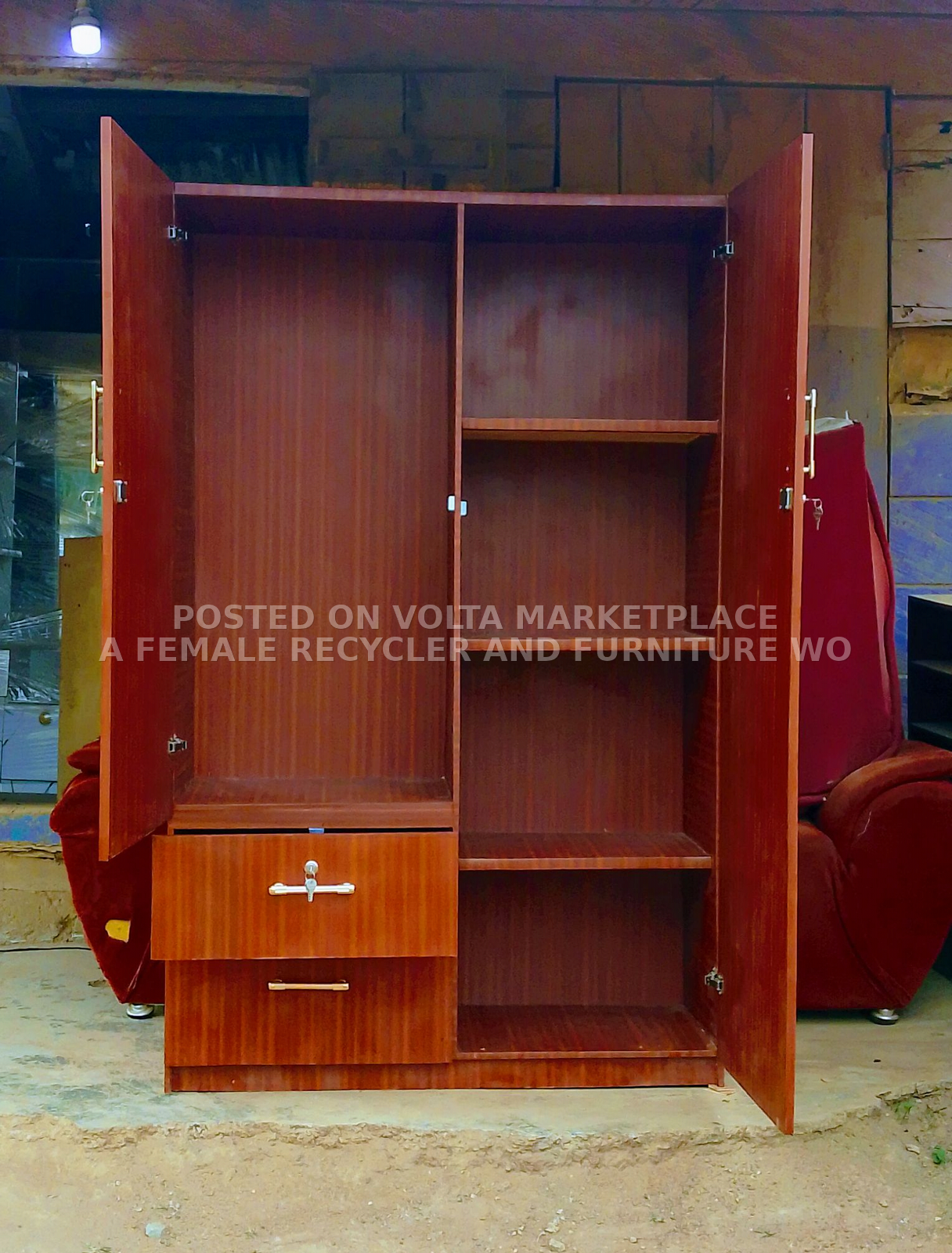 A female Recycler and furniture worker who changed waste into a sustainable products and also deals with furniture (both new and repair).